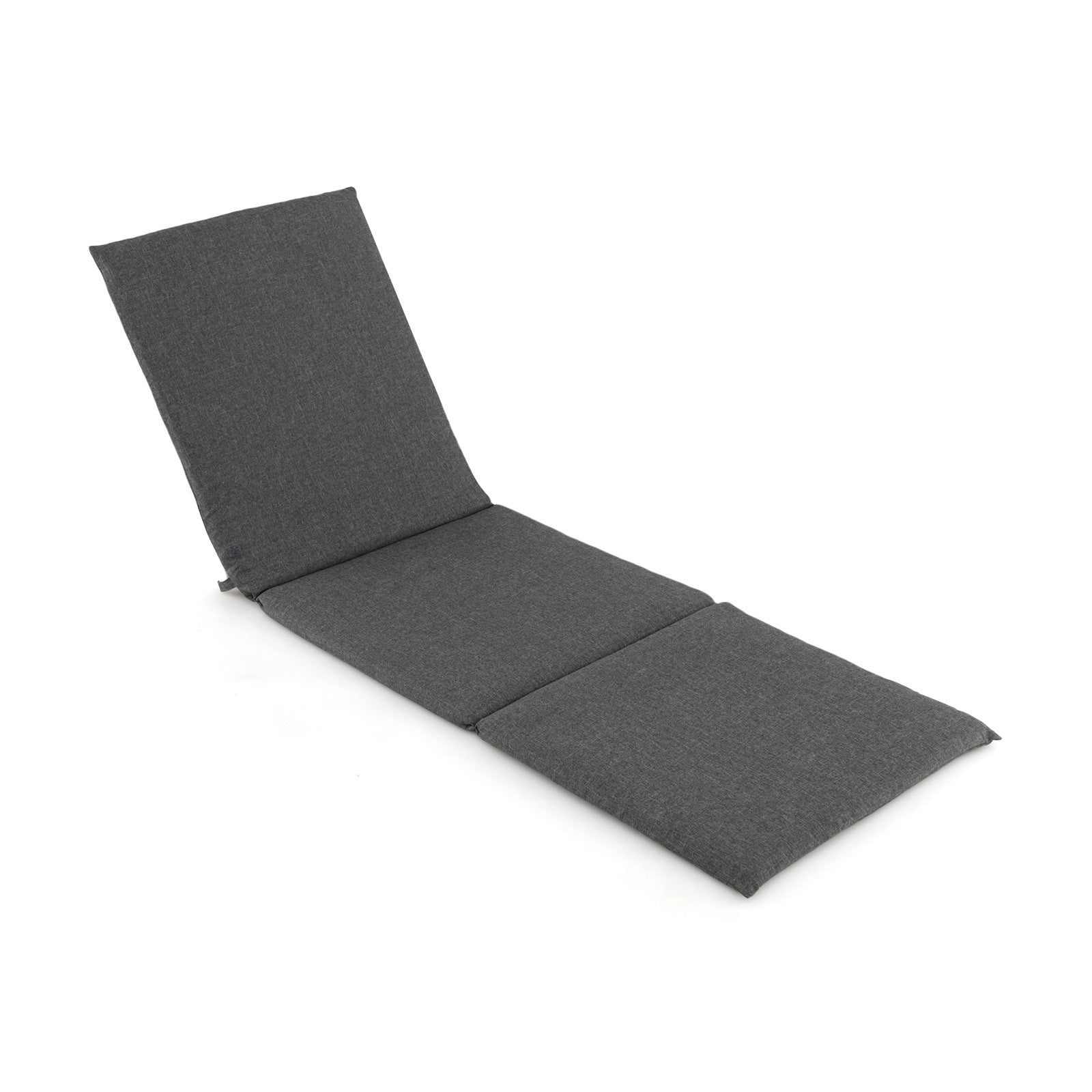 Outdoor Chaise Lounge Cushion Patio Furniture Folding Pad with Fixing Straps, Dark Gray - Gallery Canada