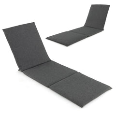 Outdoor Chaise Lounge Cushion Patio Furniture Folding Pad with Fixing Straps, Dark Gray - Gallery Canada