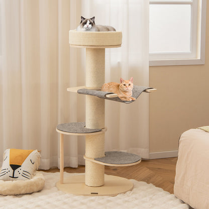 47 Inches Cat Tree for Indoor Cats with Thickened Sisal Scratching Posts, Gray Cat Trees Condos & Scratchers   at Gallery Canada