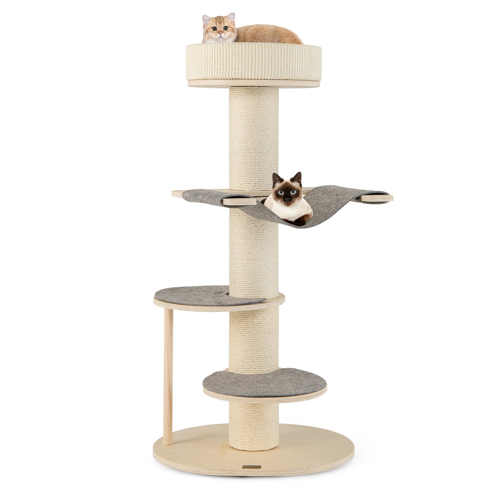 47 Inches Cat Tree for Indoor Cats with Thickened Sisal Scratching Posts, Gray Cat Trees Condos & Scratchers Gray  at Gallery Canada