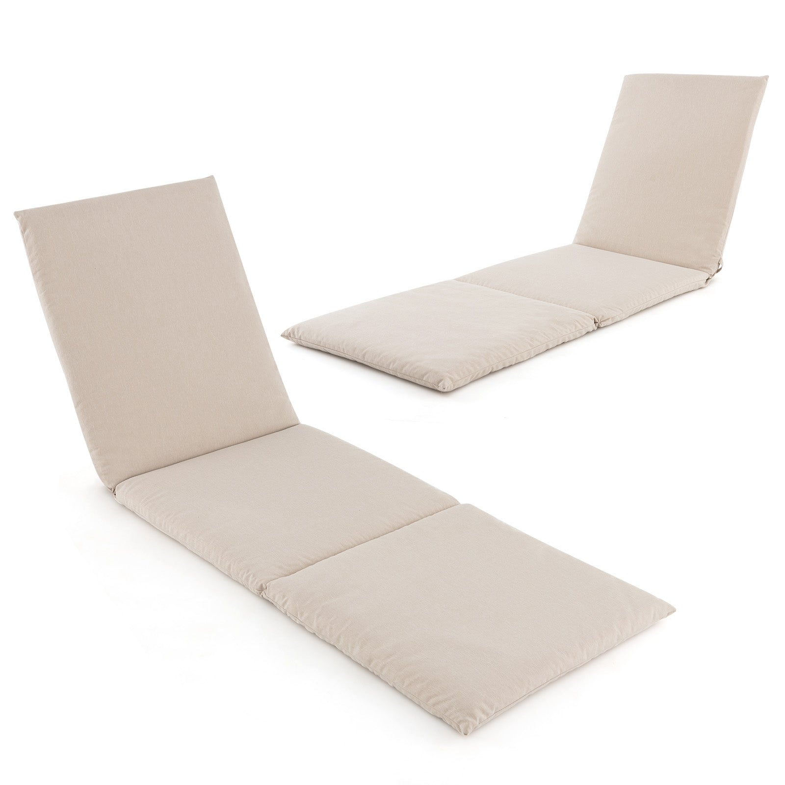 Outdoor Chaise Lounge Cushion Patio Furniture Folding Pad with Fixing Straps, Beige Outdoor Furniture Accessories   at Gallery Canada