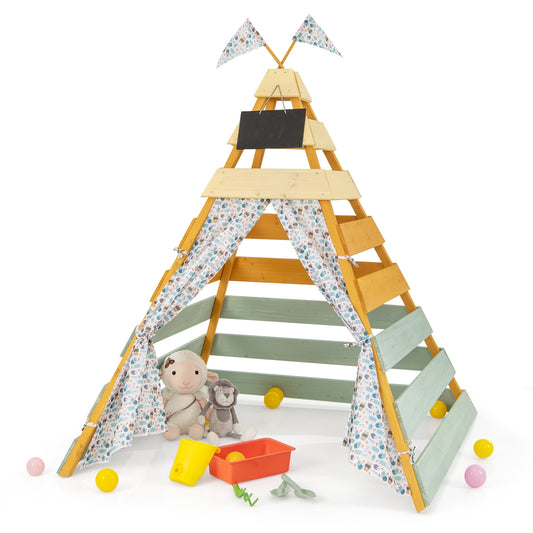 Triangle Hideaway Playhouse with Removable Chalkboard for Indoor and Outdoor, Multicolor - Gallery Canada