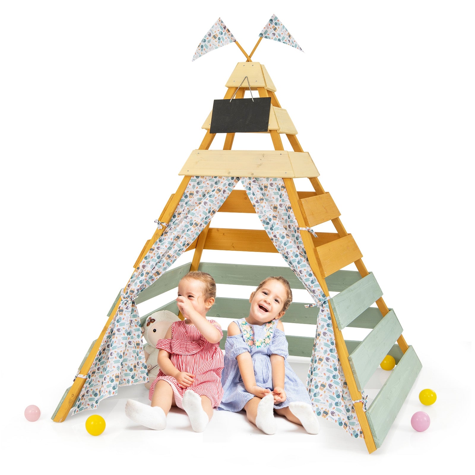 Triangle Hideaway Playhouse with Removable Chalkboard for Indoor and Outdoor, Multicolor Play Tents & Playhouse   at Gallery Canada