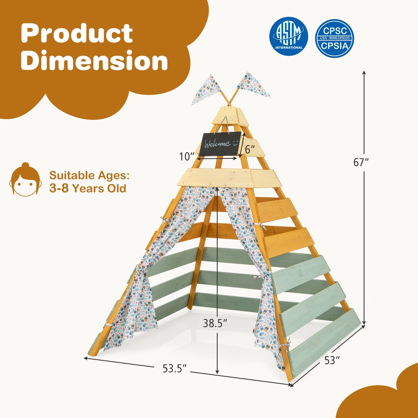 Triangle Hideaway Playhouse with Removable Chalkboard for Indoor and Outdoor, Multicolor Play Tents & Playhouse   at Gallery Canada