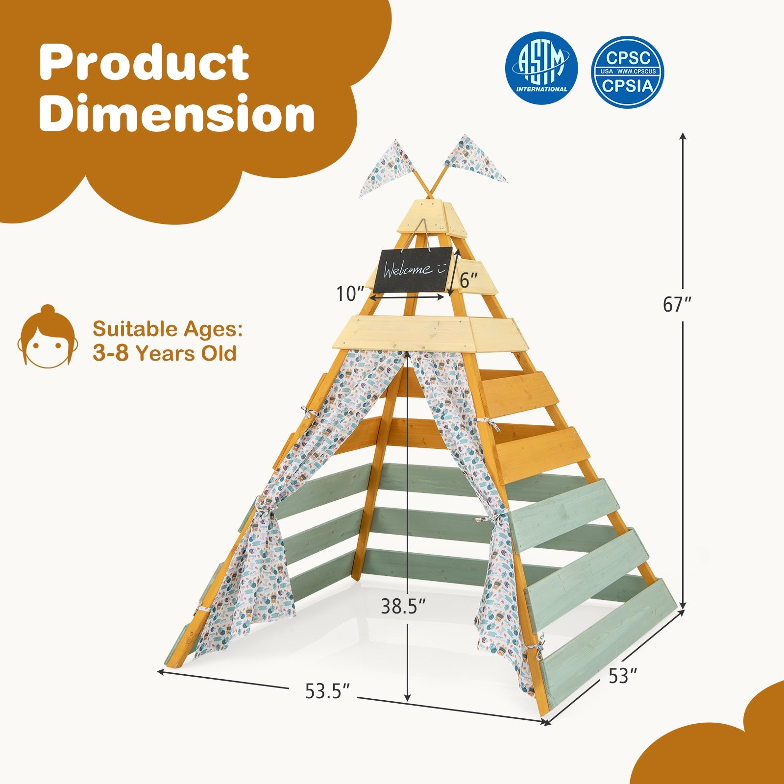 Triangle Hideaway Playhouse with Removable Chalkboard for Indoor and Outdoor, Multicolor Play Tents & Playhouse   at Gallery Canada