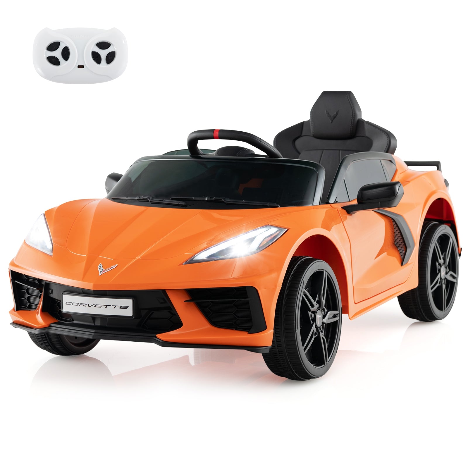 B12 Electric Kids Ride On Car Licensed Chevrolet Corvette C8 with Remote Control Ages 3+ Years Old, Orange Powered Ride On Toys   at Gallery Canada