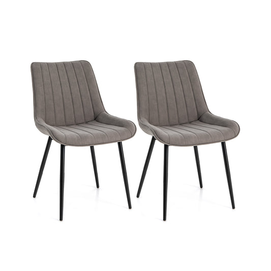 Faux-Leather Fabric Dining Chair Set of 2 with Metal Legs and Padded Seat, Gray - Gallery Canada