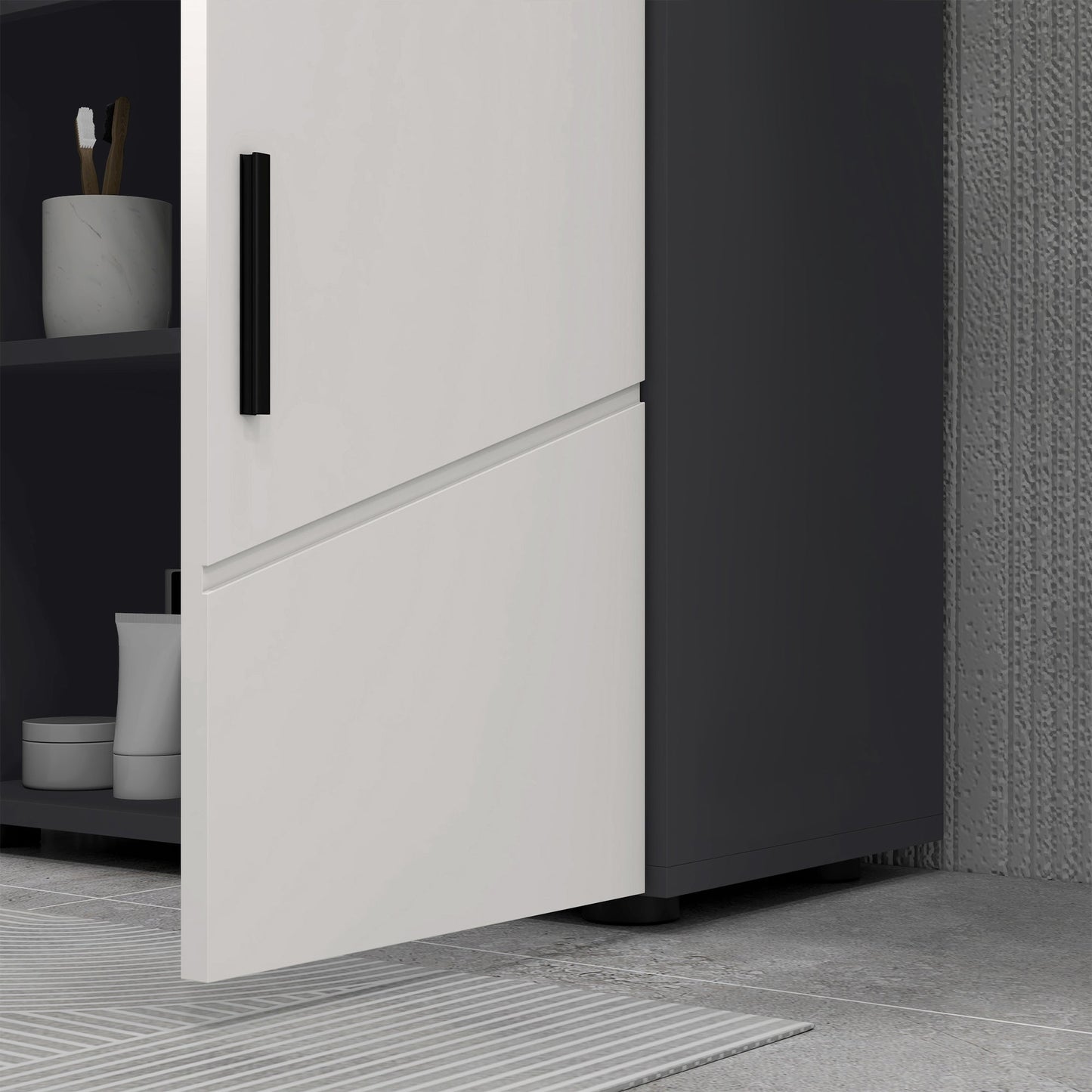 Under Sink Cabinet, Bathroom Vanity Cabinet Storage for Wall Mount Basin with Double Doors and Adjustable Shelf, Light Grey Bathroom Cabinets   at Gallery Canada