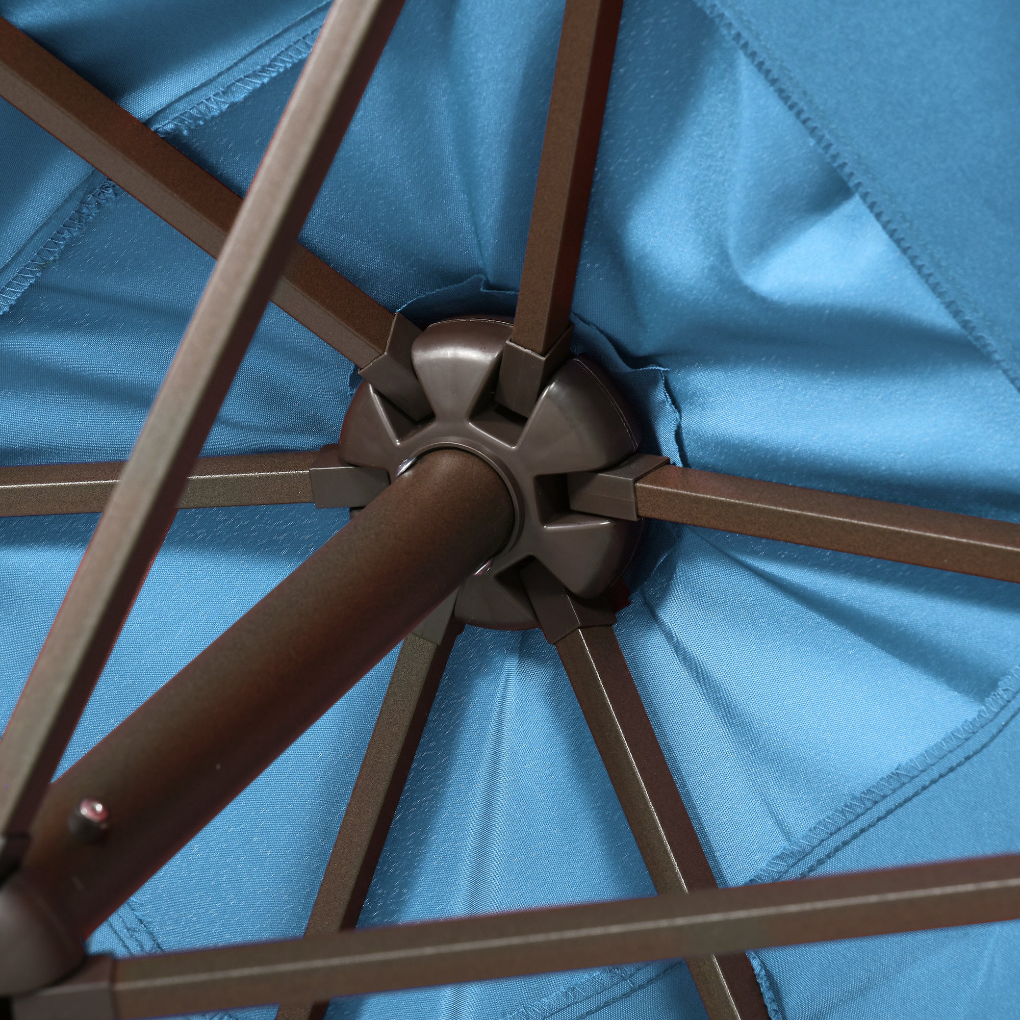 6.5x10ft Patio Umbrella Rectangle Solar Powered Tilt Aluminum Outdoor Market Parasol with LEDs Crank (Turquoise) Sun Umbrellas at Gallery Canada