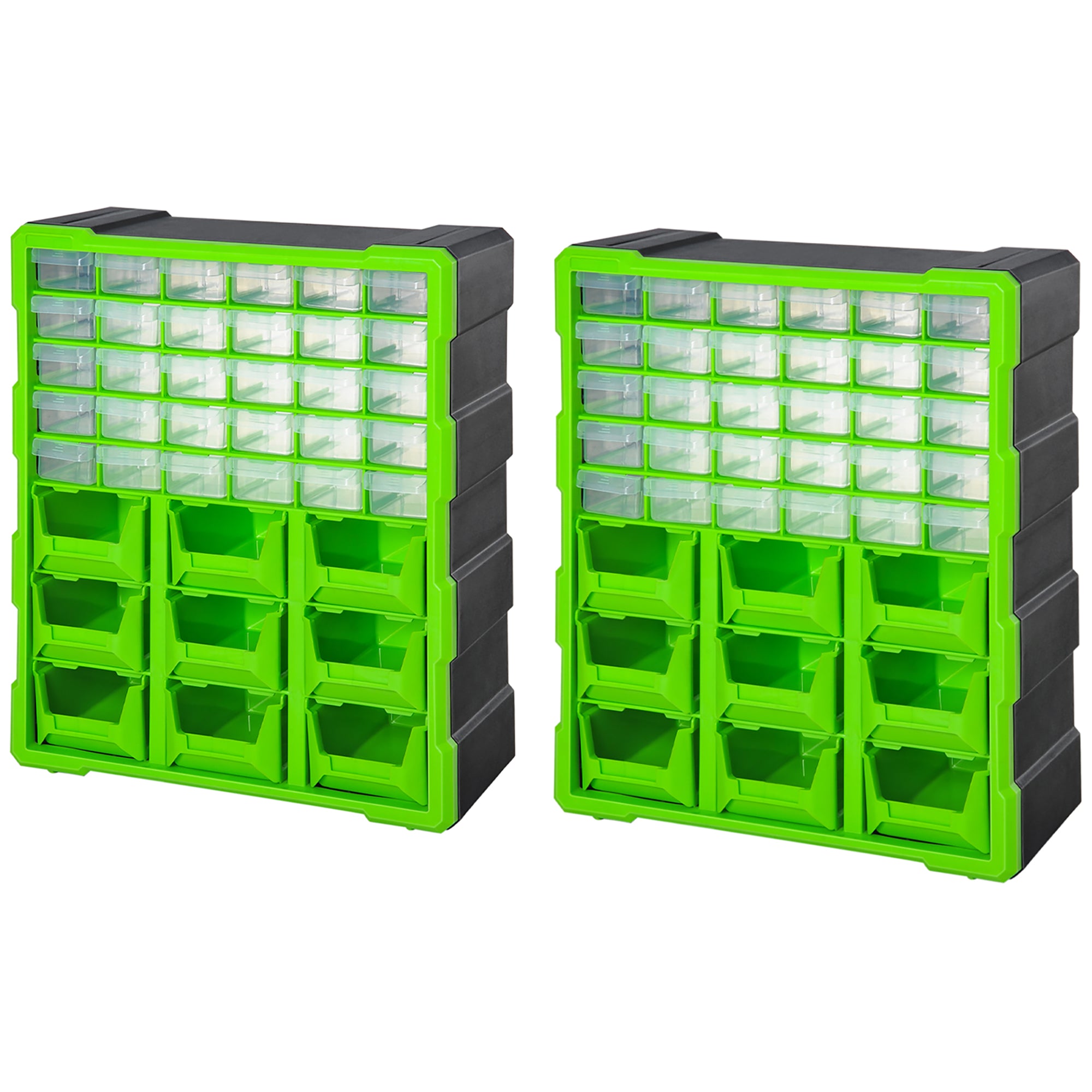 Plastic 39 Drawer Parts Organiser Wall Mount Storage Cabinet for Small Nuts Bolts Tool Set of 2 Green Tool Organizers   at Gallery Canada