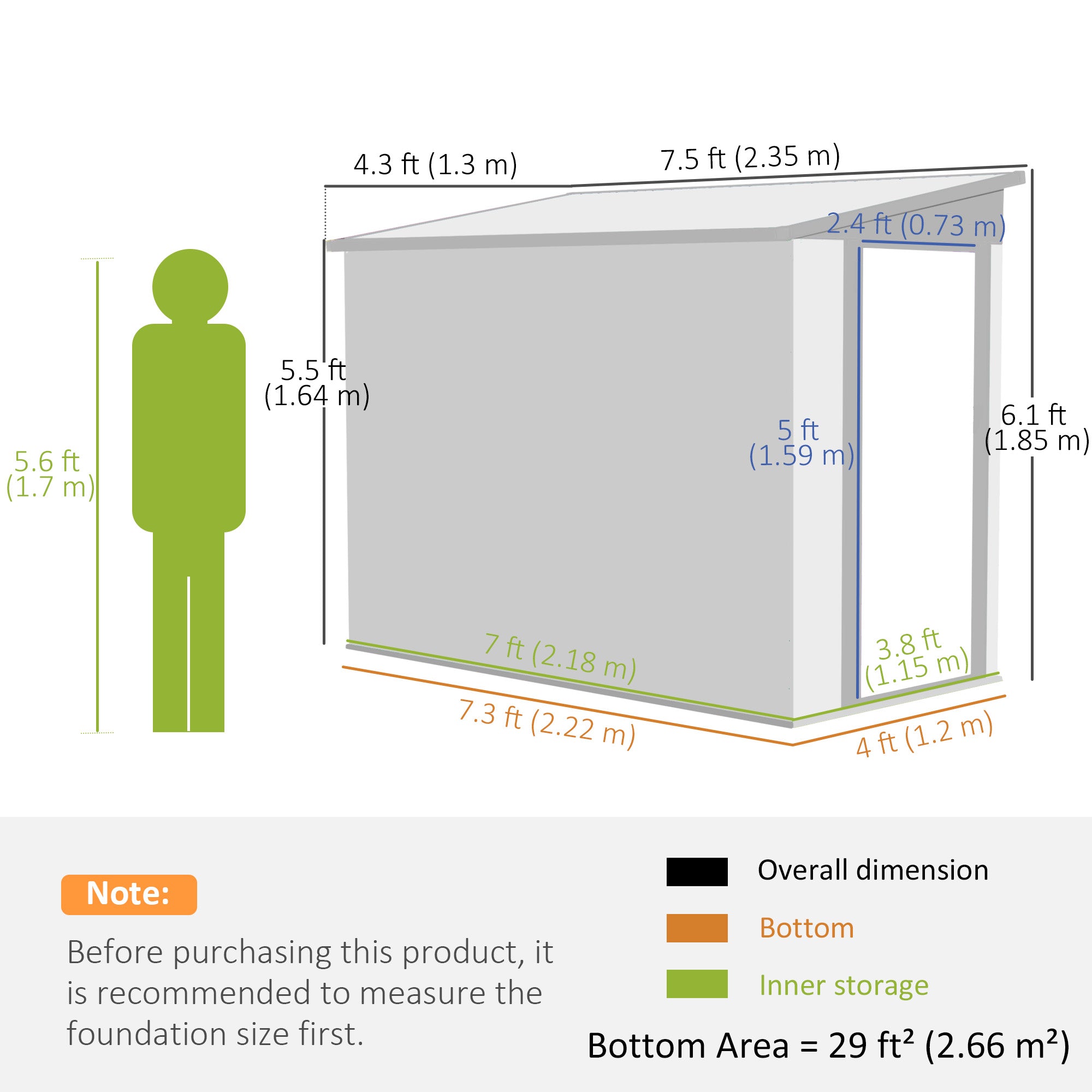 4' x 8' Outdoor Storage Shed Lean to Shed Outdoor Metal Tool Shed with Lockable Door and Air Vents, Light Grey Sheds at Gallery Canada