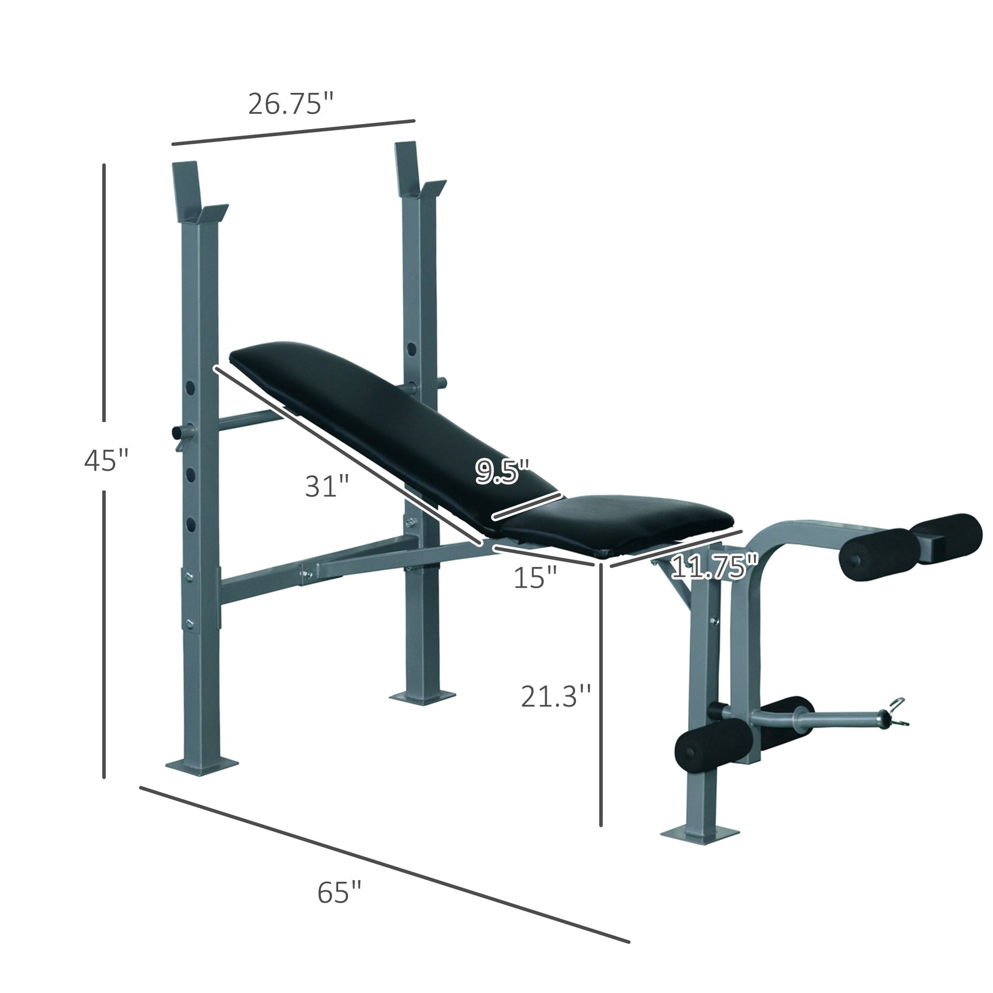 Incline Decline Weight Bench with Leg Extension and Barbell Rack, Adjustable Bench Press Weight Lifting Bench Weight Benches   at Gallery Canada