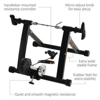 Indoor Bike Trainer Magnetic Bicycle Stand with Quick Release Skewer, 5 Levels Resistance, Black Bike Trainer Stands   at Gallery Canada