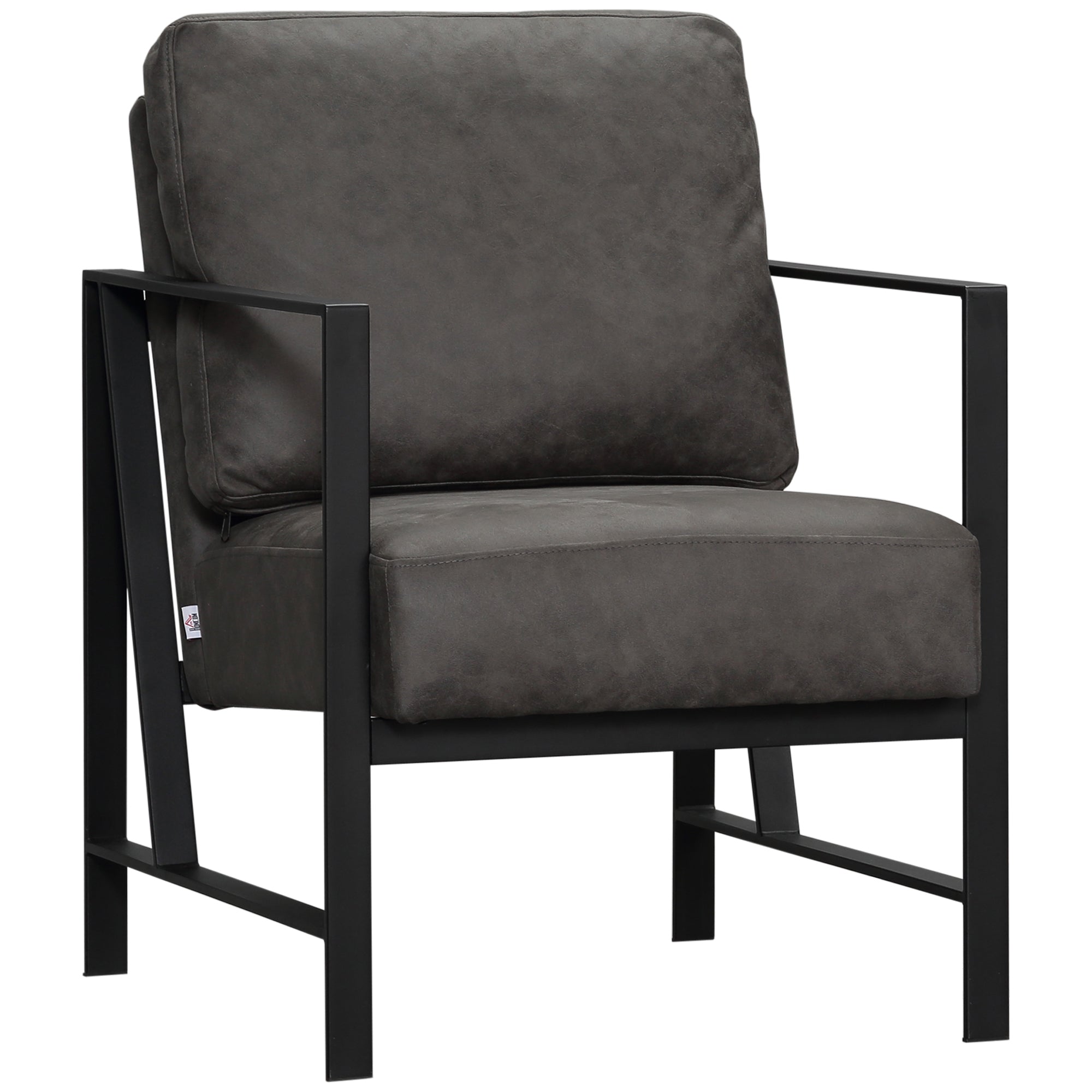 Industrial Accent Chairs with Cushioned Seat and Back, Upholstered Faux Leather Armchair for Bedroom, Living Room Chair with Arms and Steel Legs, Grey Accent Chairs Multi Colour  at Gallery Canada