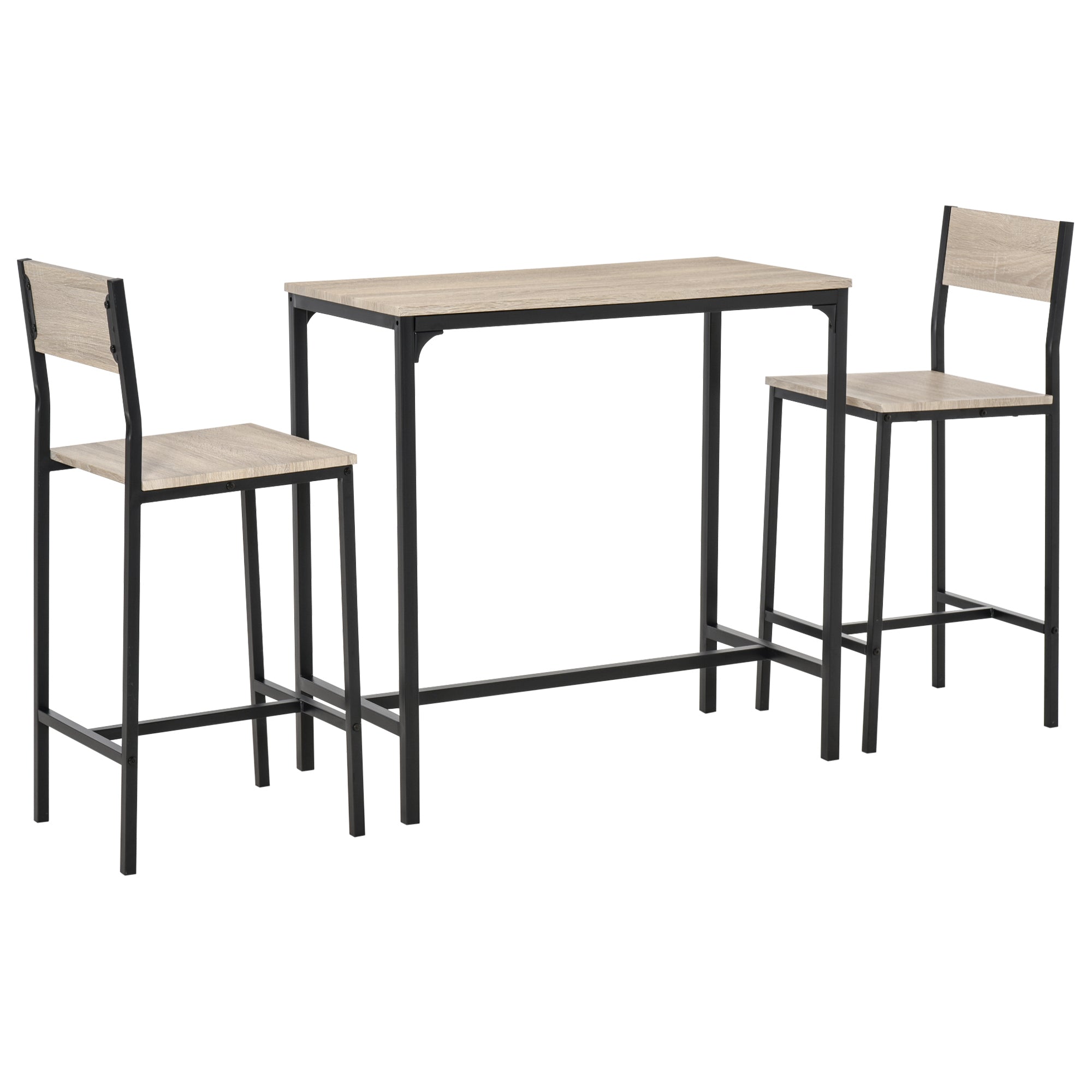 Industrial Bar Table Set Counter Height 3 Piece and 2 High Back Stools Set for Small Space in the Dining Room Bar Sets   at Gallery Canada