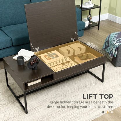 Industrial Coffee Table with Flip Top, Center Table with Storage Shelf and Steel Frame for Living Room, Coffee Coffee Tables   at Gallery Canada