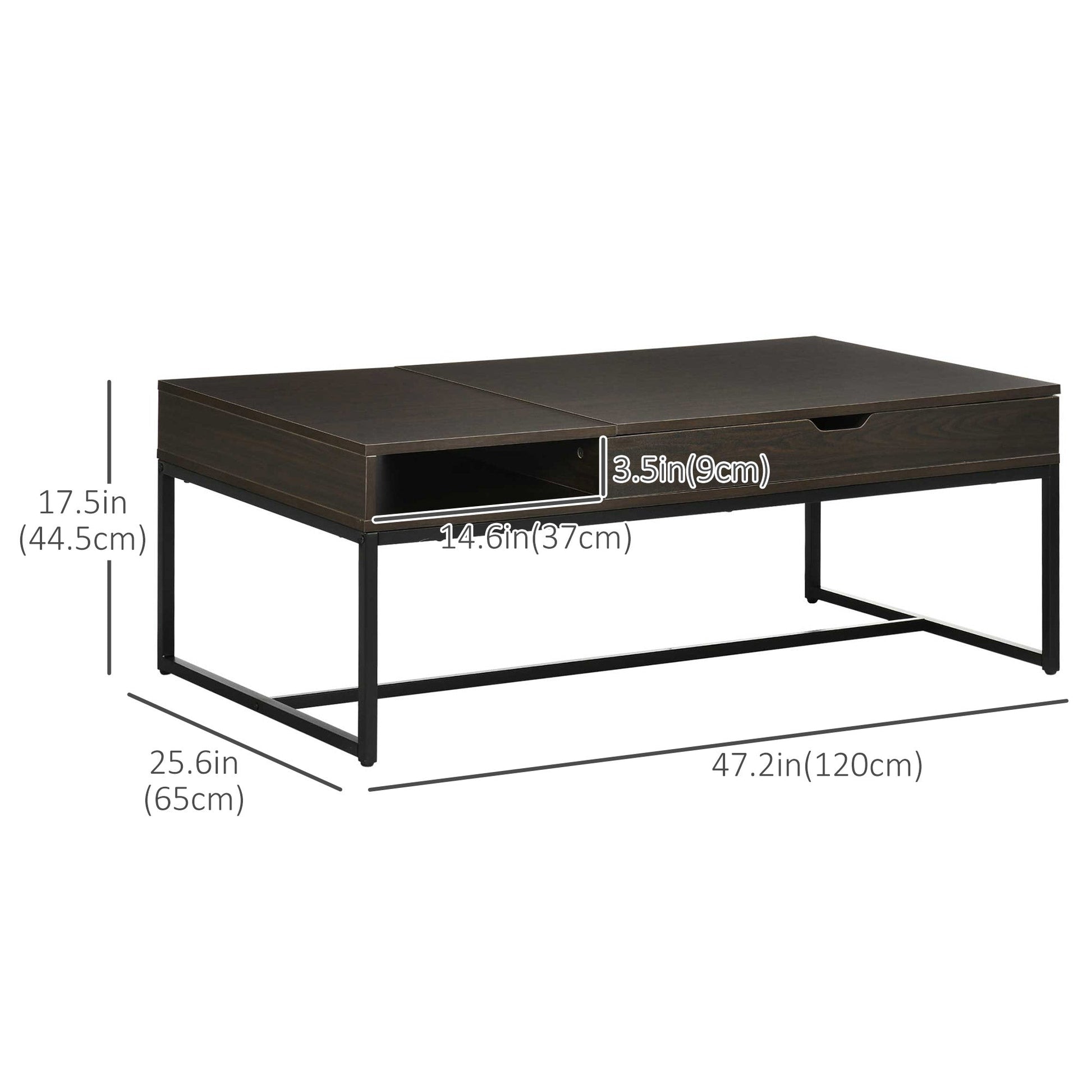 Industrial Coffee Table with Flip Top, Center Table with Storage Shelf and Steel Frame for Living Room, Coffee Coffee Tables   at Gallery Canada