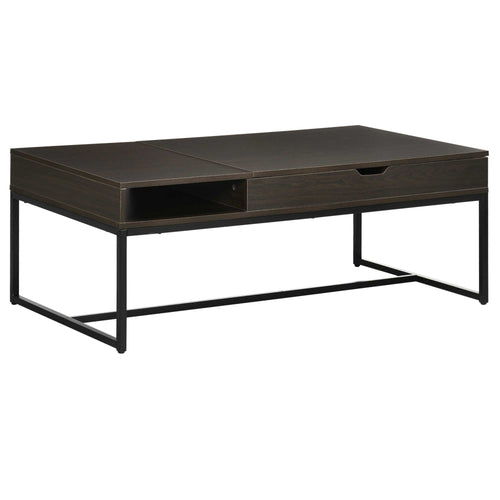 Industrial Coffee Table with Flip Top, Center Table with Storage Shelf and Steel Frame for Living Room, Coffee