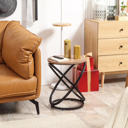 Industrial End Table with Round Tabletop, Sofa Side Table with Steel Frame, 15.7"x15.7"x19.7", Light Brown Coffee Tables   at Gallery Canada