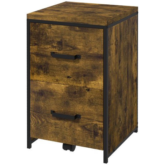 Industrial File Cabinet, Vertical Filing Cabinet on Wheels for A4, Letter Size, Home Office Office Cabinets & Cupboards Rustic Brown  at Gallery Canada