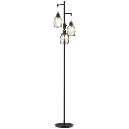 Industrial Floor Lamp with 3 Hanging Wire Lampshades, Dimmable Standing Lamp for Living Room, Bedroom, Dining Room, Study, Black Floor Lamps & Ceiling Fan Lights Black  at Gallery Canada