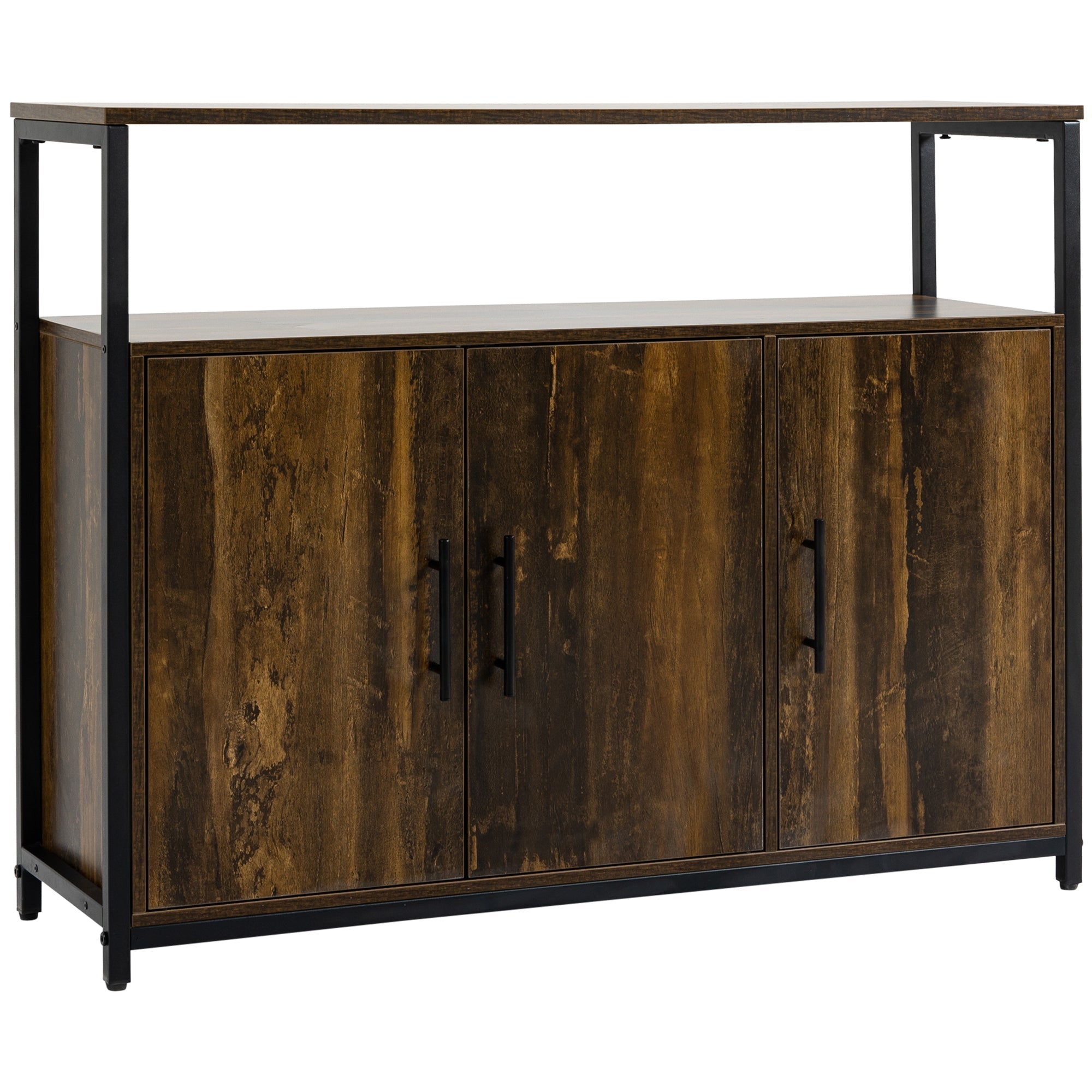 Industrial Kitchen Sideboard, Buffet Cabinet with Storage Open Compartment and Adjustable Shelves for Living Room, Bedroom, Hallway, Rustic Brown Bar Cabinets Rustic Brown  at Gallery Canada