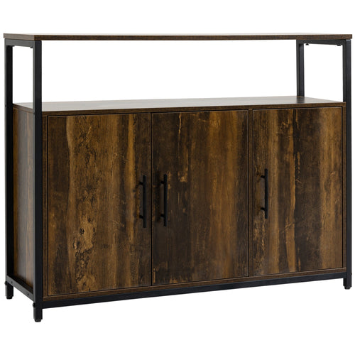 Industrial Kitchen Sideboard, Buffet Cabinet with Storage Open Compartment and Adjustable Shelves for Living Room, Bedroom, Hallway, Rustic Brown