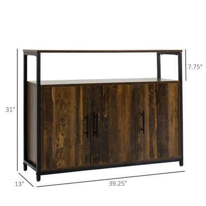 Industrial Kitchen Sideboard, Buffet Cabinet with Storage Open Compartment and Adjustable Shelves for Living Room, Bedroom, Hallway, Rustic Brown Bar Cabinets   at Gallery Canada