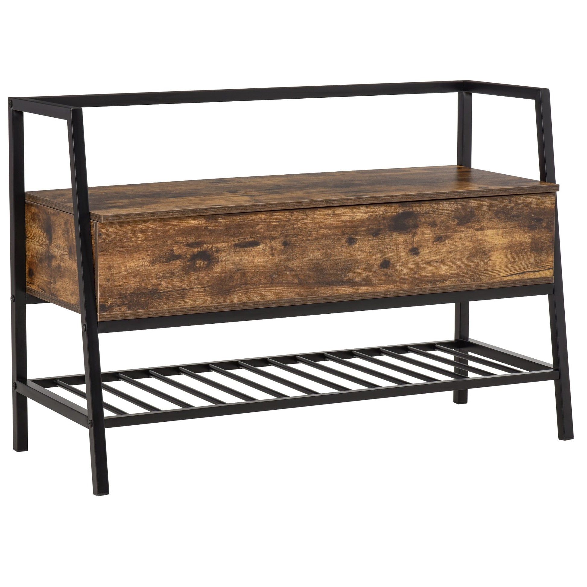 Industrial Shoe Storage Bench, Shoe Storage with Seat, Entrance Bench with 2 Hidden Compartments and Shelf for Hallway Shoe Storage Cabinets & Racks Multi Colour  at Gallery Canada