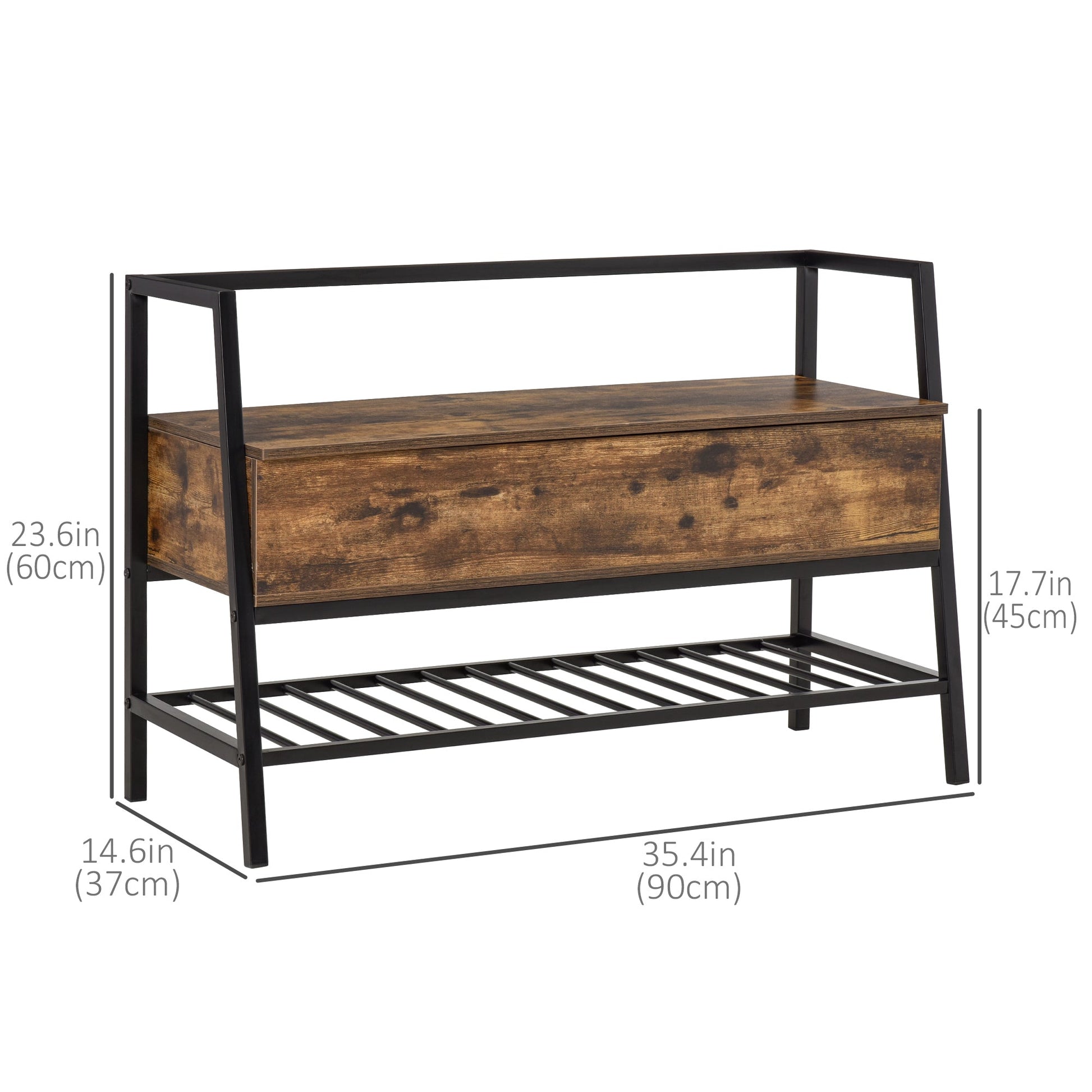 Industrial Shoe Storage Bench, Shoe Storage with Seat, Entrance Bench with 2 Hidden Compartments and Shelf for Hallway Shoe Storage Cabinets & Racks   at Gallery Canada