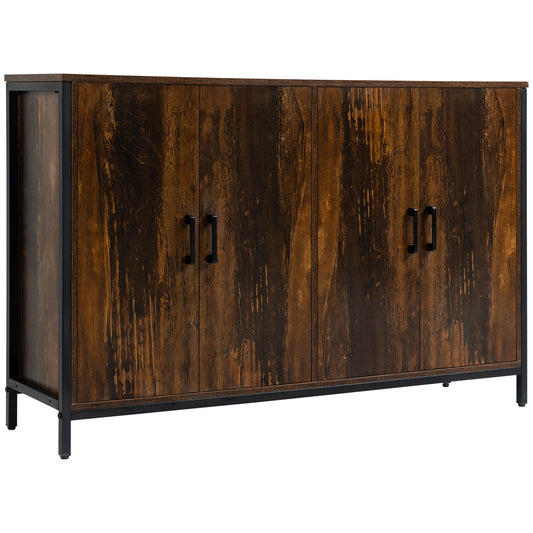 Industrial Sideboard, Buffet Cabinet with Doors, Buffet Table with Adjustable Shelves and Steel Frame, Rustic Brown Storage Cabinets Rustic Brown  at Gallery Canada