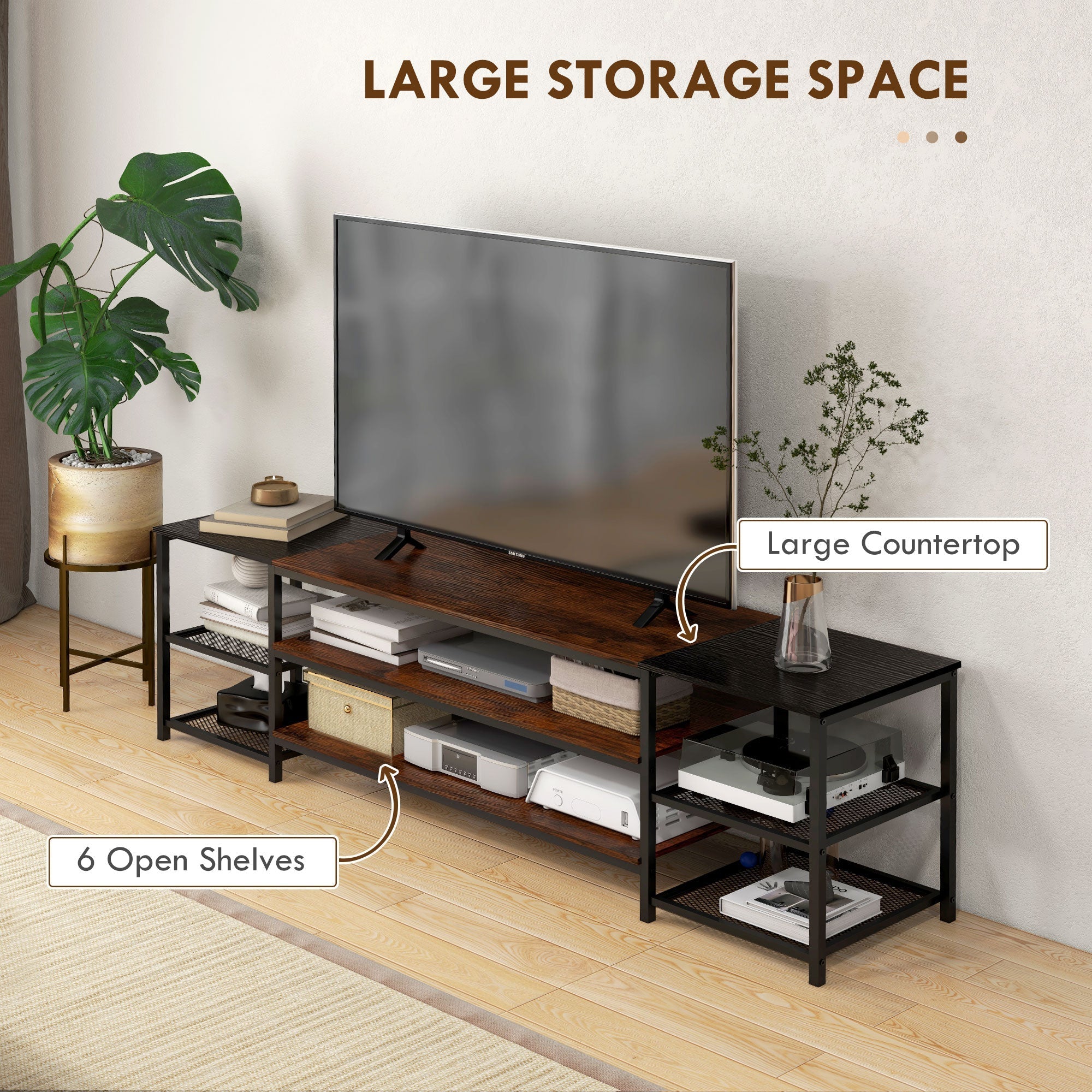 Industrial TV Cabinet, TV Stand for TVs Up to 80