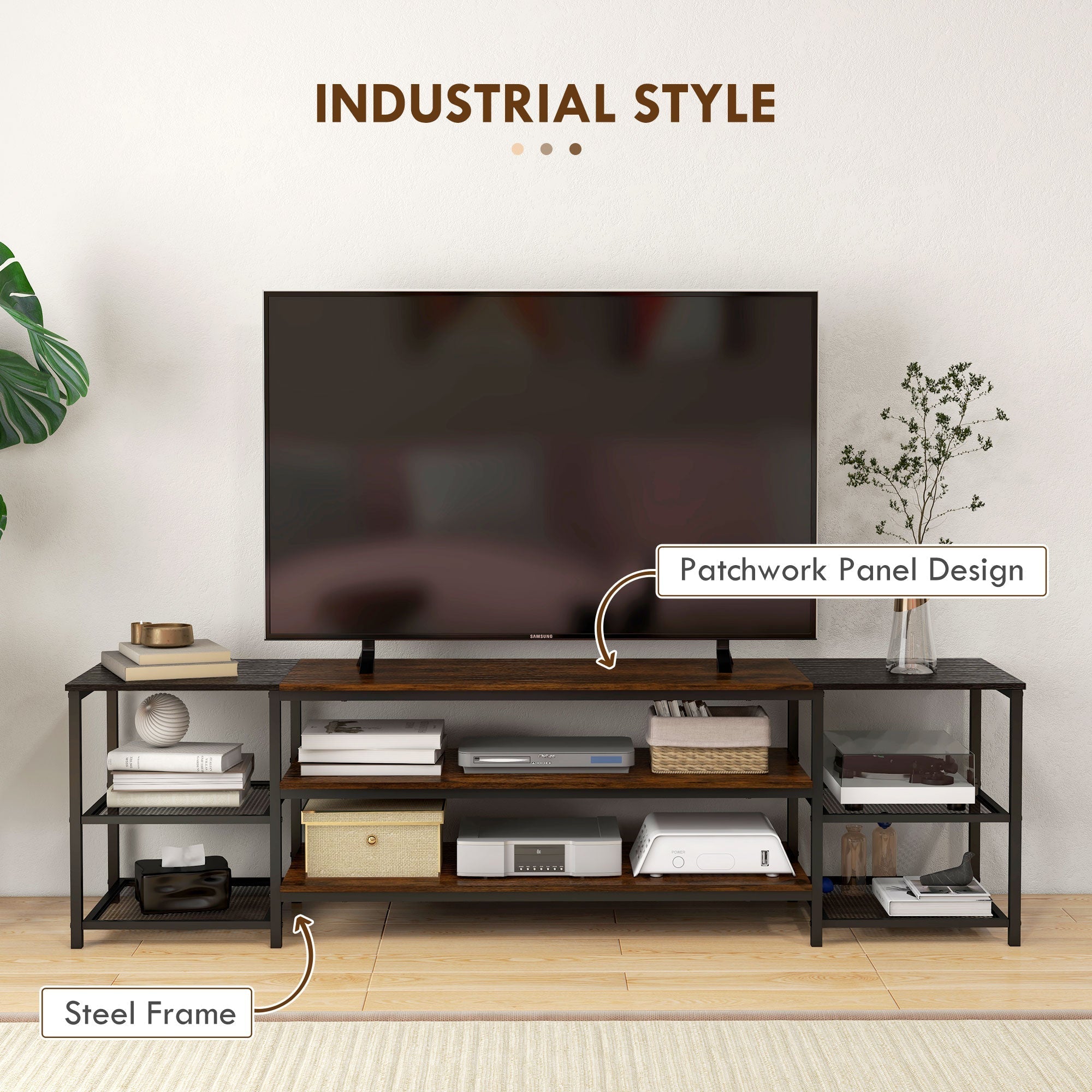 Industrial TV Cabinet, TV Stand for TVs Up to 80