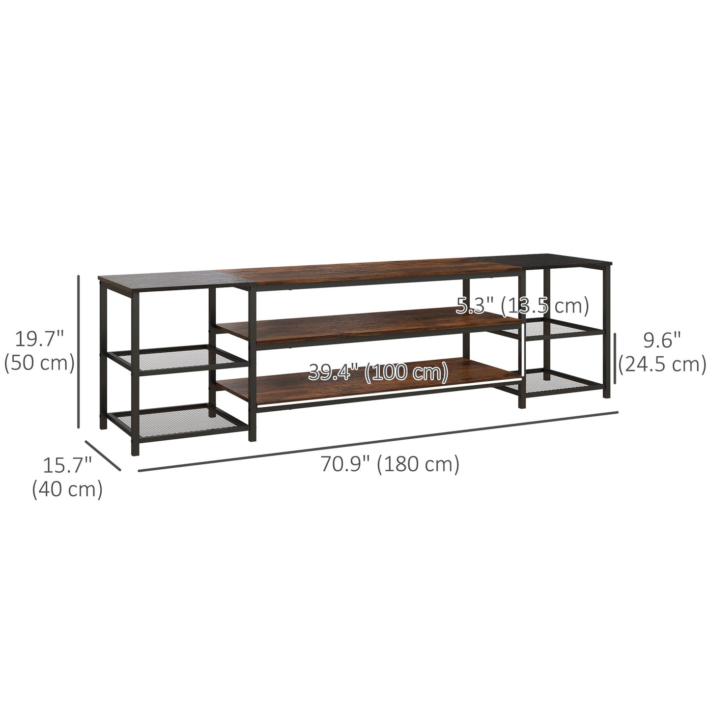 Industrial TV Cabinet, TV Stand for TVs Up to 80" with Storage Shelf and Steel Frame TV Stands   at Gallery Canada