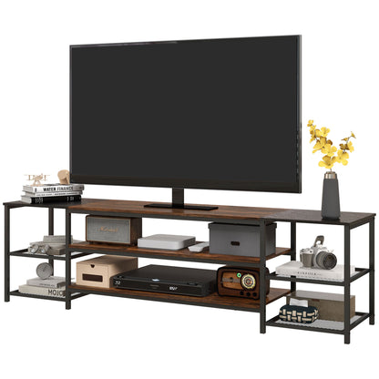 Industrial TV Cabinet, TV Stand for TVs Up to 80" with Storage Shelf and Steel Frame TV Stands Rustic Brown  at Gallery Canada