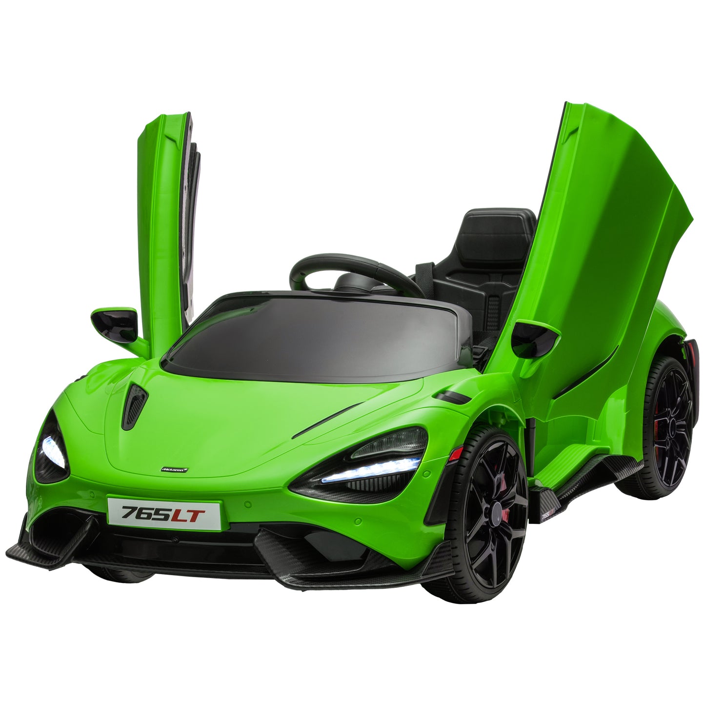 McLaren 765LT Licensed 12V Kids Electric Car w/ Scissor Doors, Training Wheels, Remote, Slow Start, Music Horn Green Electric Toy Cars   at Gallery Canada