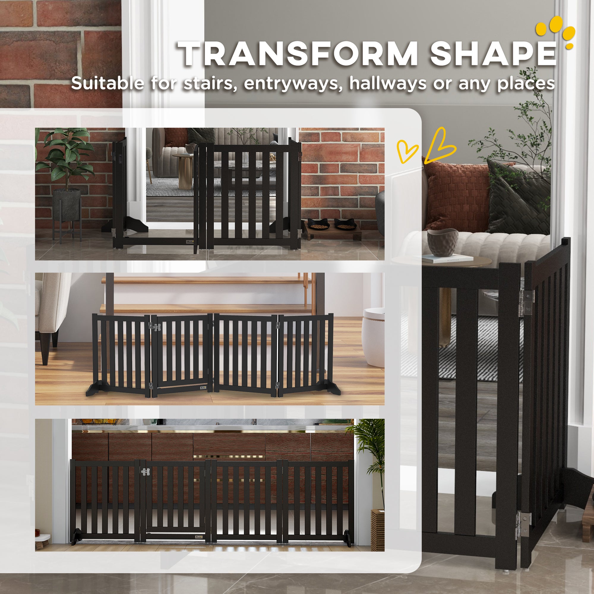 Foldable Dog Gate with Door, 4 Panels Fressstanding Pet Gate, Black Houses, Kennels & Pens at Gallery Canada