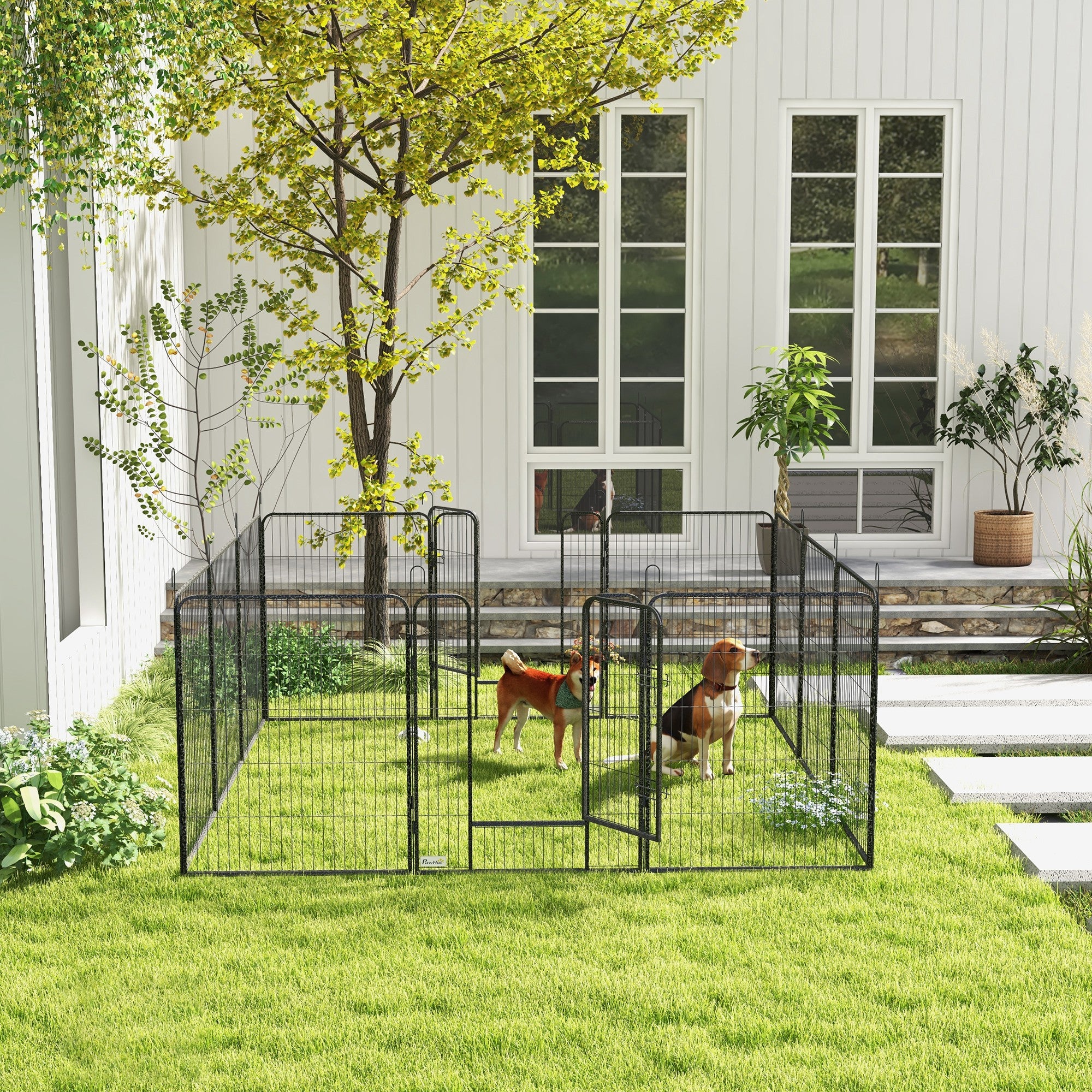 Dog Pen with Gate, 12 Panels Puppy Playpen, Dog Fence, 39