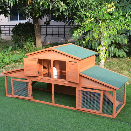 Deluxe Large Rabbit Hutch Small Animal House Portable Large Outdoor with Run Box