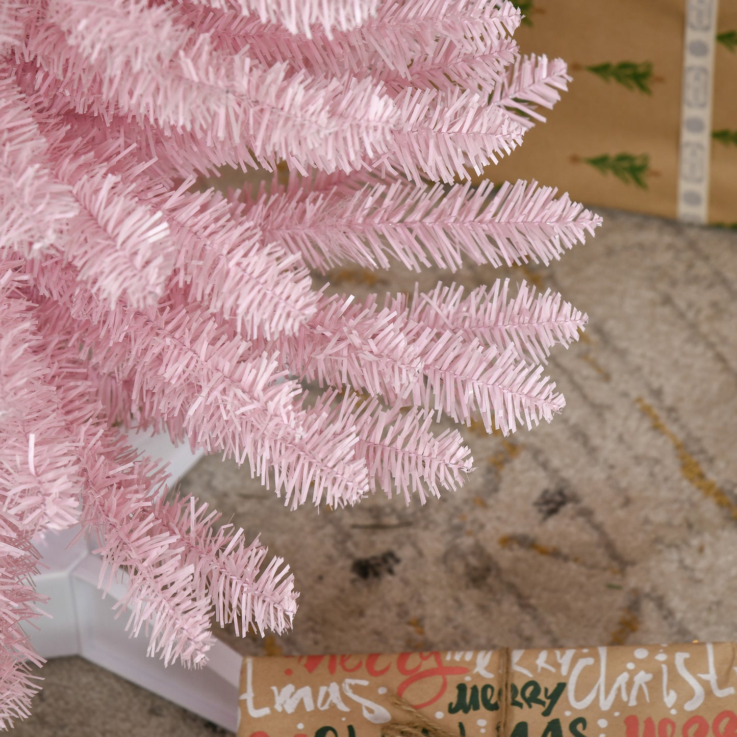 5FT Artificial Christmas Tree, Pencil Christmas Tree with Realistic Branches, Stable Stand, Pink Pencil Christmas Trees   at Gallery Canada