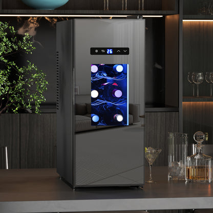 Wine Fridge, 12 Bottle, Under Counter Drinks Beer Wine Cooler with Glass Door, LED Light, Temperature Control Small Kitchen Appliances at Gallery Canada