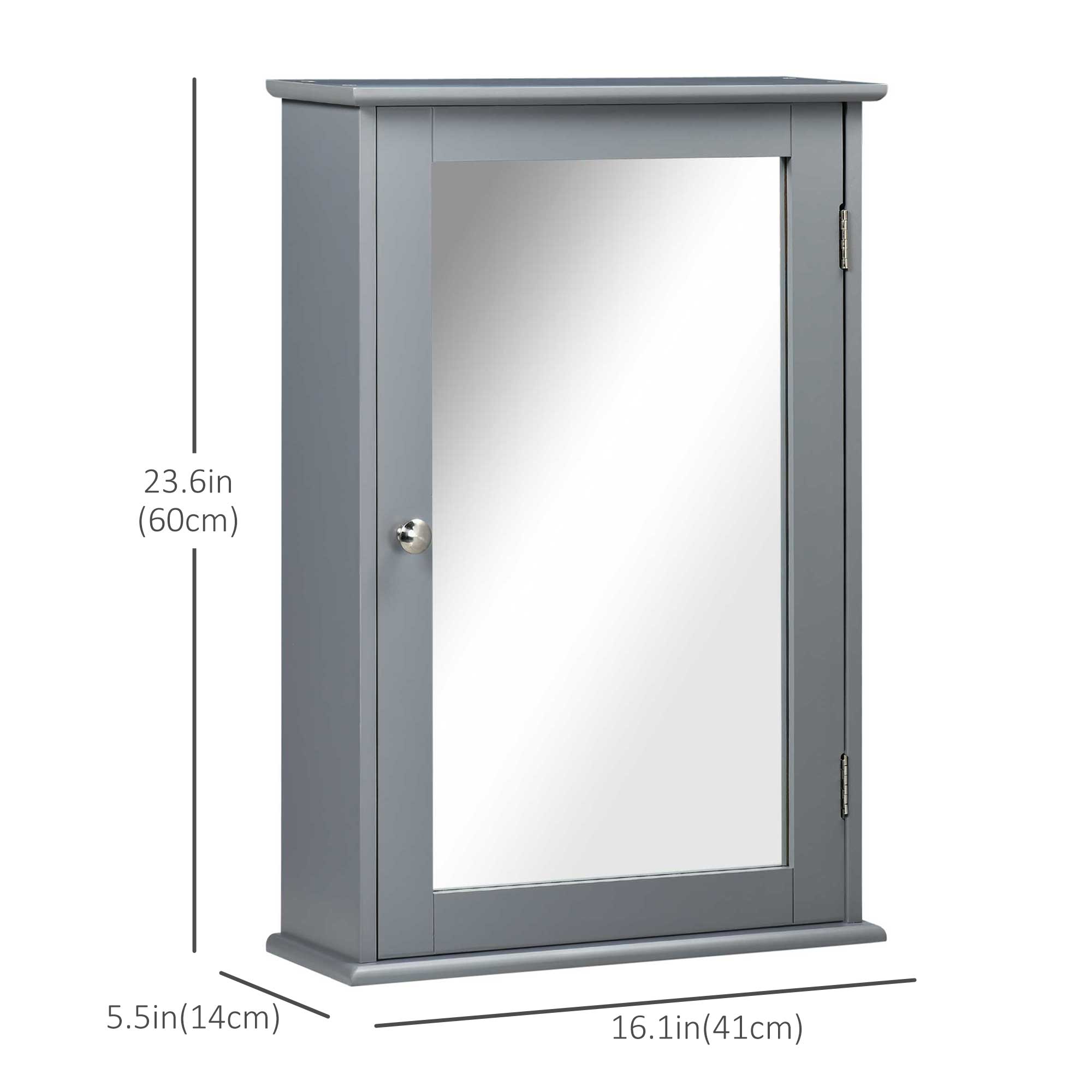 Bathroom Mirror Cabinet, Wall Mounted Medicine Cabinet, Storage Cupboard with Door and Shelves, Grey Mirror Medicine Cabinets   at Gallery Canada