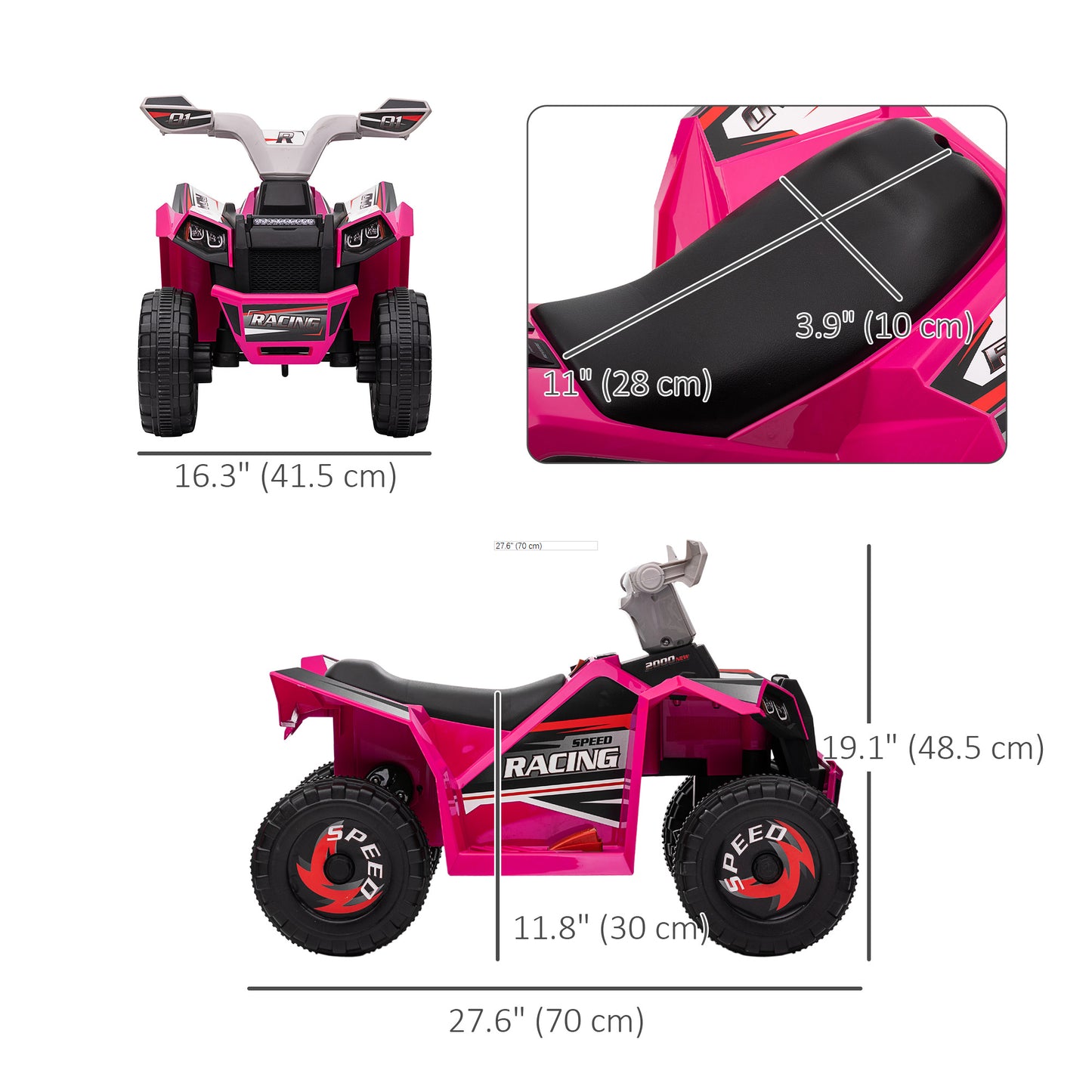 6V Quad Kids Electric Car with Wear-resistant Wheels, for Boys and Girls Aged 18-36 Months, Pink Electric Ride On Toys   at Gallery Canada