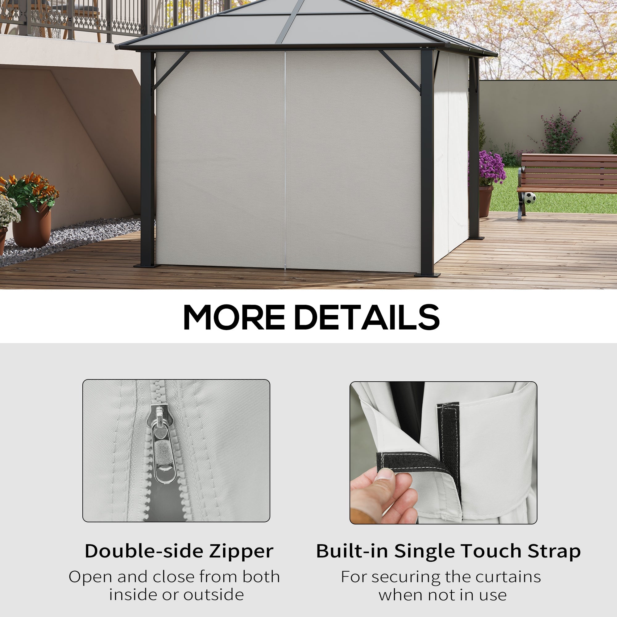 Gazebo Replacement Sidewalls 4-Panel Privacy Wall for 10' x 12' Canopy, Outdoor Shelter Curtains Accessories Light Grey Gazebo Sidewalls   at Gallery Canada