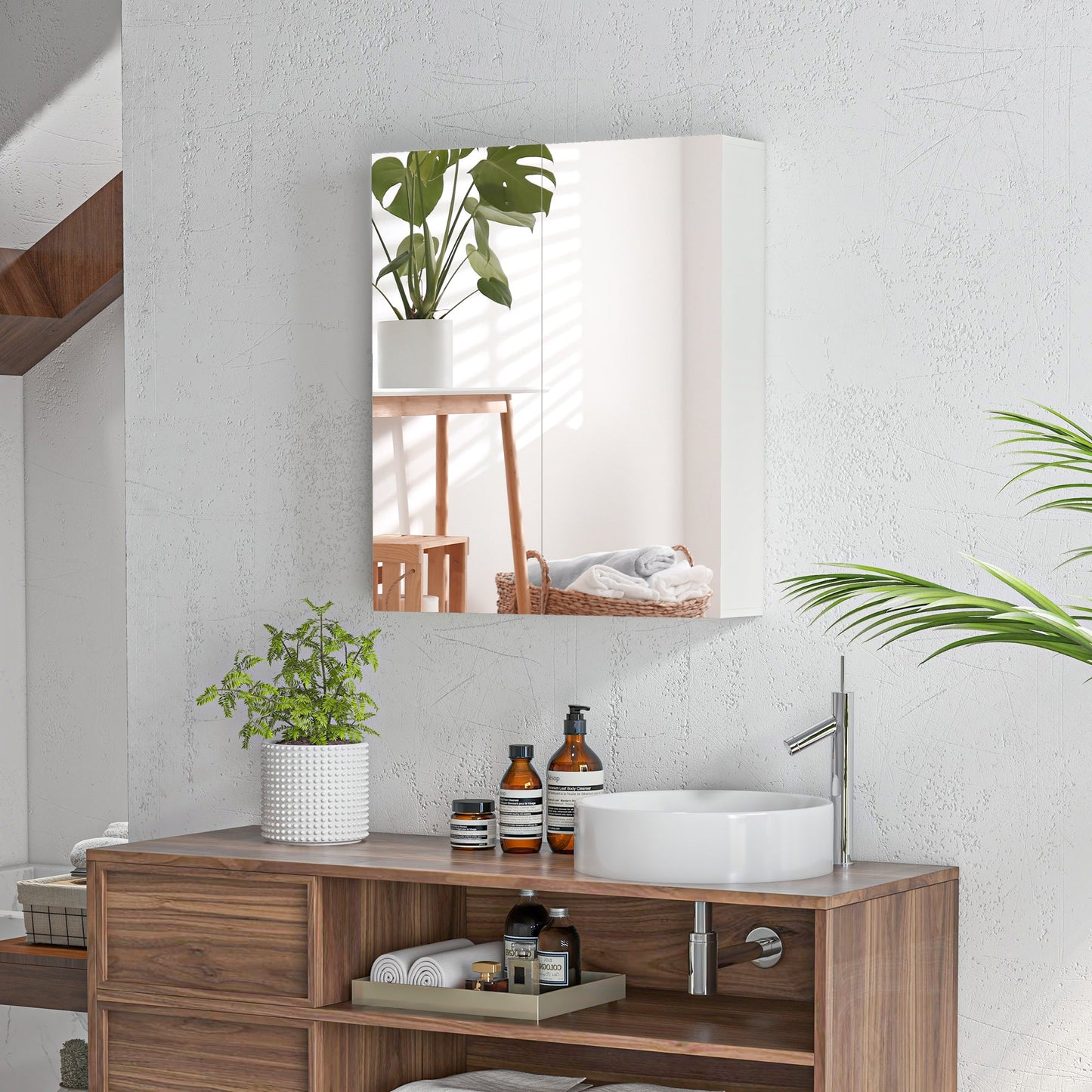 Wall Mounted Mirror Cabinet, Bathroom Medicine Cabinet with Mirror, 2 Doors, Adjustable Shelf and Soft Close Mechanism Mirror Medicine Cabinets   at Gallery Canada