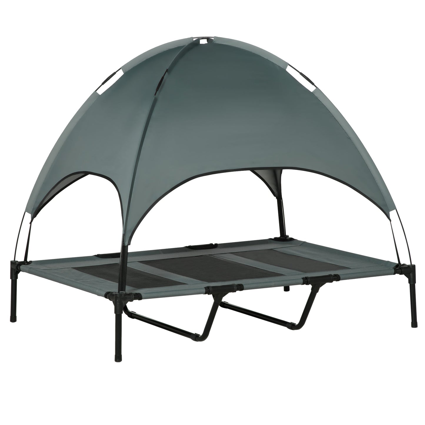 Elevated Dog Bed with Canopy, Portable Raised Dog Cot for XL Sized Dogs, Indoor &; Outdoor, 48" x 36" x 43", Grey Elevated Dog Beds   at Gallery Canada