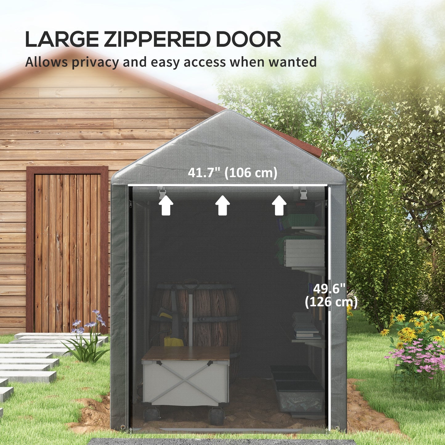 4 x 6ft Outdoor Storage Shed Tent, Portable Shed with Roll-up Door for Motorcycle, Bike, Garden Tools Sheds   at Gallery Canada