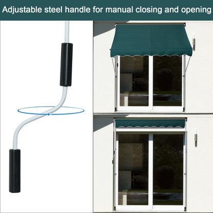 6.6'x5' Manual Retractable Patio Awning Window Door Sun Shade Deck Canopy Shelter Water Resistant UV Protector Green Door Awnings   at Gallery Canada