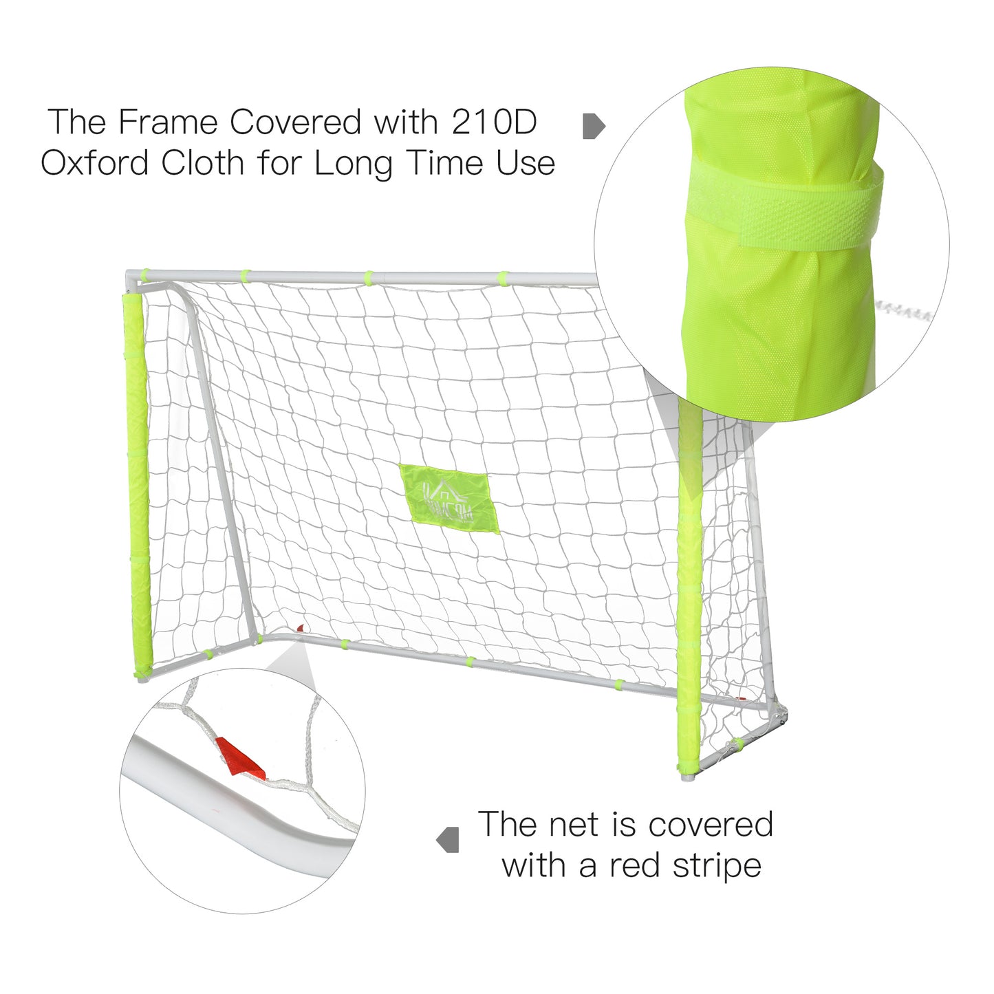 6ft x 4ft Soccer Goal Net with Metal Frame, PE Mesh, Ground Stakes, Easy Assembly, Yellow Football   at Gallery Canada