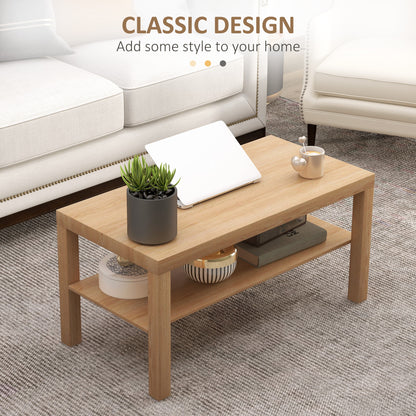 2 Tier Coffee Table with Storage Shelf, Rectangular Center Table for Living Room, Home Office Furniture Nature Wood Coffee Tables   at Gallery Canada